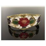 Porcelain enamel deco flower bracelet