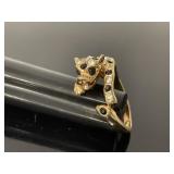 Black & white jeweled creature ring