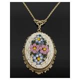 Miniature mosaic 1928 pendant necklace