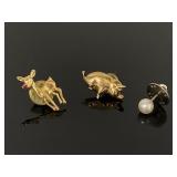 Three vintage tie pins