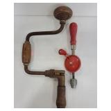 Auger and crank vintage hand drill combo