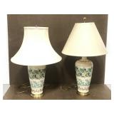 Pair of beautiful porcelain & brass bird lamps