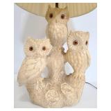 Large vintage owl chalkware lamp