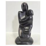 Mother and child modern black ceramic statue