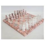 Marble stone chess set with carved pieces