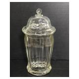 Vintage clear glass apothecary jar w/ lid