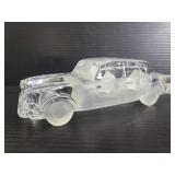 Clear and frosted glass car paperweight