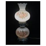 Small vintage milk glass gone with the wind lamp