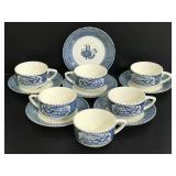 Currier & Ives vintage blue teacup & saucer set