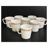 Set of 8 Pyrex Butterfly Gold milk glass mugs