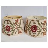 Pair of vintage embroidered lamp shades