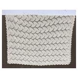 Vintage cream colored hand knit throw blanket
