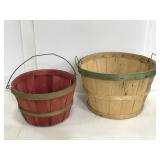 Pair of vintage wood bushel baskets