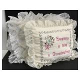 Vintage embroidered lace trimmed pillow pair