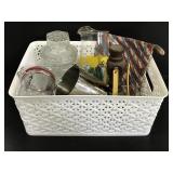 Basket of retro vintage kitchen items