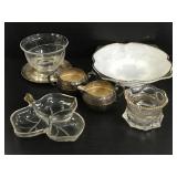 Collection of 6 vintage glass & silverplate dishes
