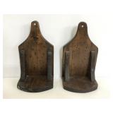 Pair of vintage wooden wall sconce