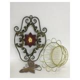 Painted metal wire basket, butterfly hook & trelis