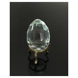 Petite Aqua glass faceted crystal egg