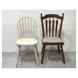Pair of mismatched wooden chairs