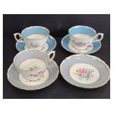 3 crown fine bone china tea cups w/ 4 saucers