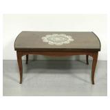 Wooden coffee table w/glass top