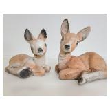 Pair of small vintage cement deer statues