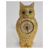 Gruber  gold tone small owl clock