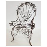 Rustic metal wire plant stand chair