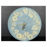 Vintage ornate carved blue stone wall clock