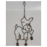 Metal dog wind chime with bells