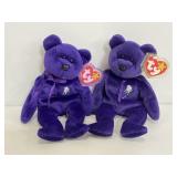 Two TY Princess Di beanie baby bears w/ tags