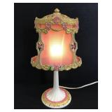 Vintage Aladdin cast iron pink & gold boudoir lamp