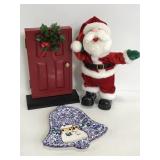 Red door photo book, skating santa & holiday dish