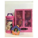 Three vintage Barbie cases w/ clothing & more