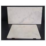 Artisanal marble cutting board pair