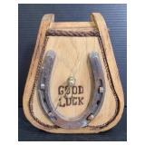 Signed Fann Good Luck horseshoe clock