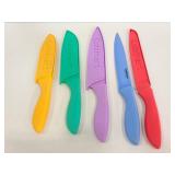 Five Cuisinart knives with 4 sheaths