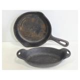 One Lodge & one unbranded small cast iron pans