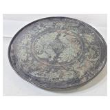 Oriental-style plant pot holder on wheels