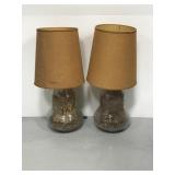 Pair of vintage glass pear shaped lamps