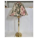 Brass table lamp with floral shade
