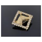 Vintage gold tone rhinestone horse brooch pin