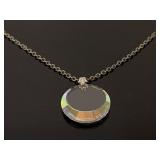 Vintage iridescent glass prism pendant necklace