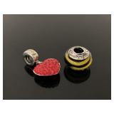 Donatella 925 sterling Murano glass & heart charms