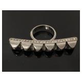 Signed rhinestone rodeo studded bar ring