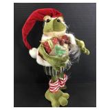 Fiber-optic Froggie Claus velvety plush figure