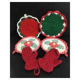 Hand crocheted Christmas hot pads