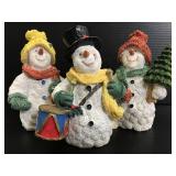Three resin Snowmen figurines