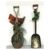Pair of rustic decorative holiday shovels
